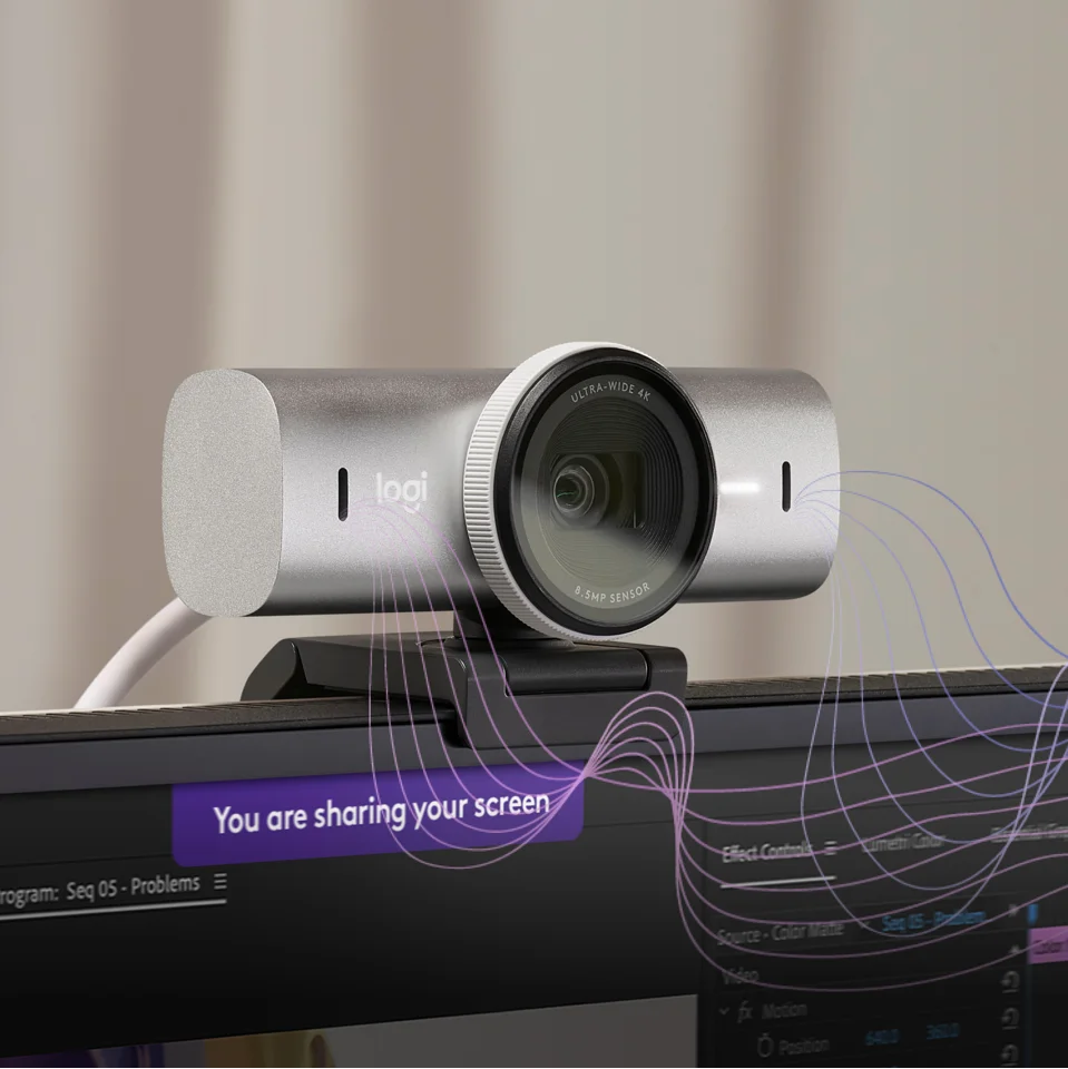 Logitech MX Brio 4K Ultra HD Collaboration and Streaming Webcam - Pale Grey - Image 3