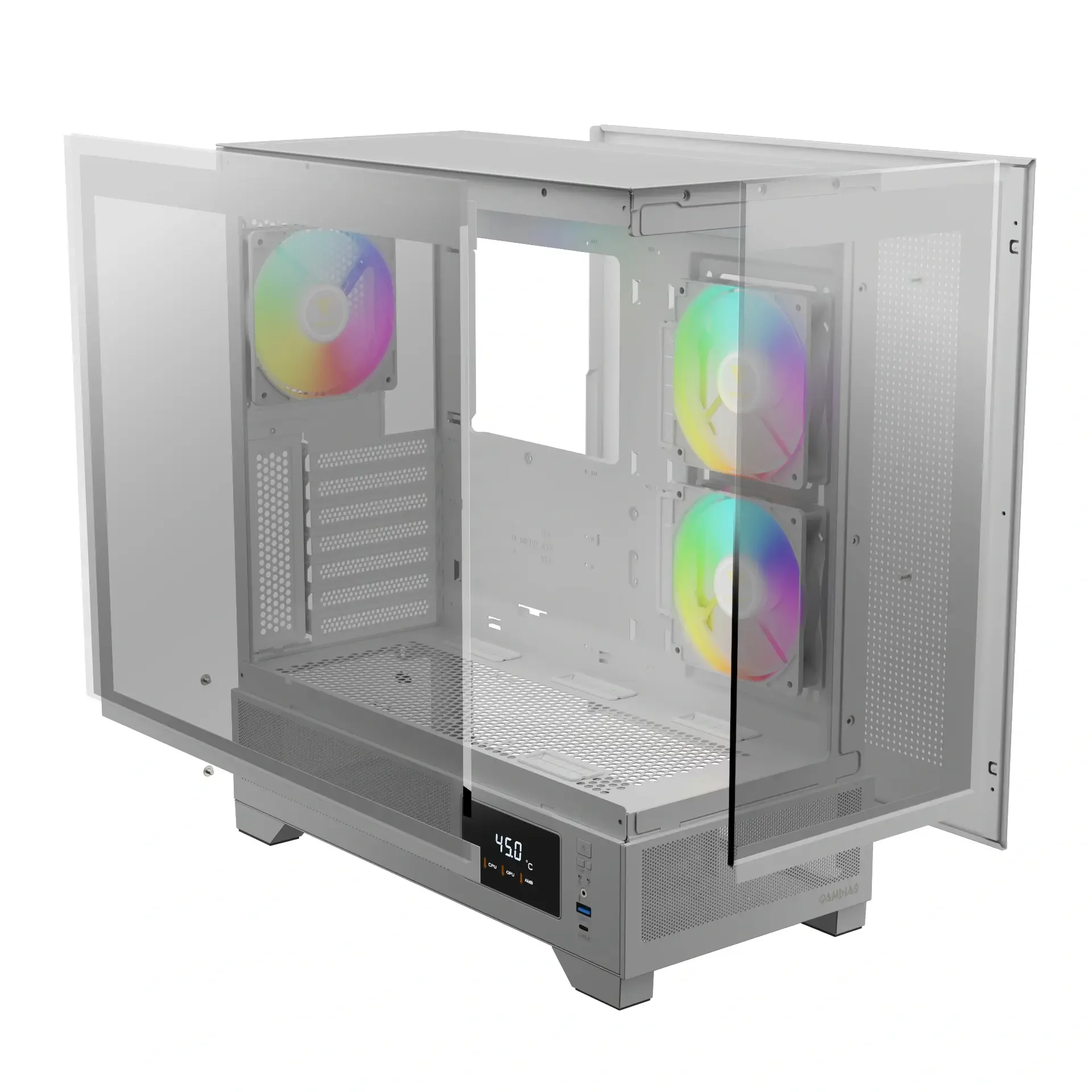 GAMDIAS ATLAS M1 ARGB Mid-Tower Gaming Case White - Thumbnail 3