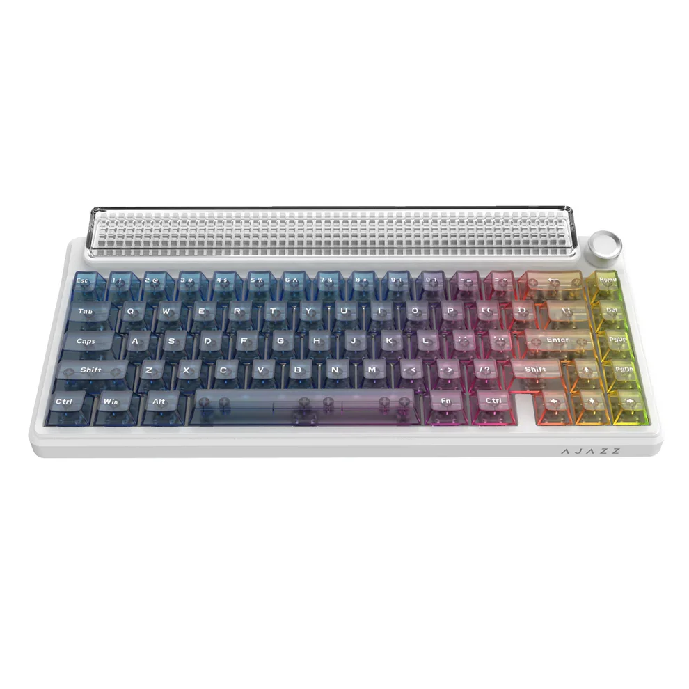 كيبورد AJAZZ Pixel68 ميكانيكي للألعاب، سويتش White Peach، شاشة كبيرة بمصفوفة نقاط، لاسلكي وبلوتوث، سويتشات قابلة للتبديل، Glass Artisan، 8+8K - Image 4