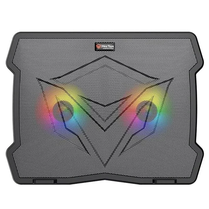 قاعده تبريد لابتوب للالعاب Meetion CP2020 بمروحتين واضاءه RGB حتي 14 انش