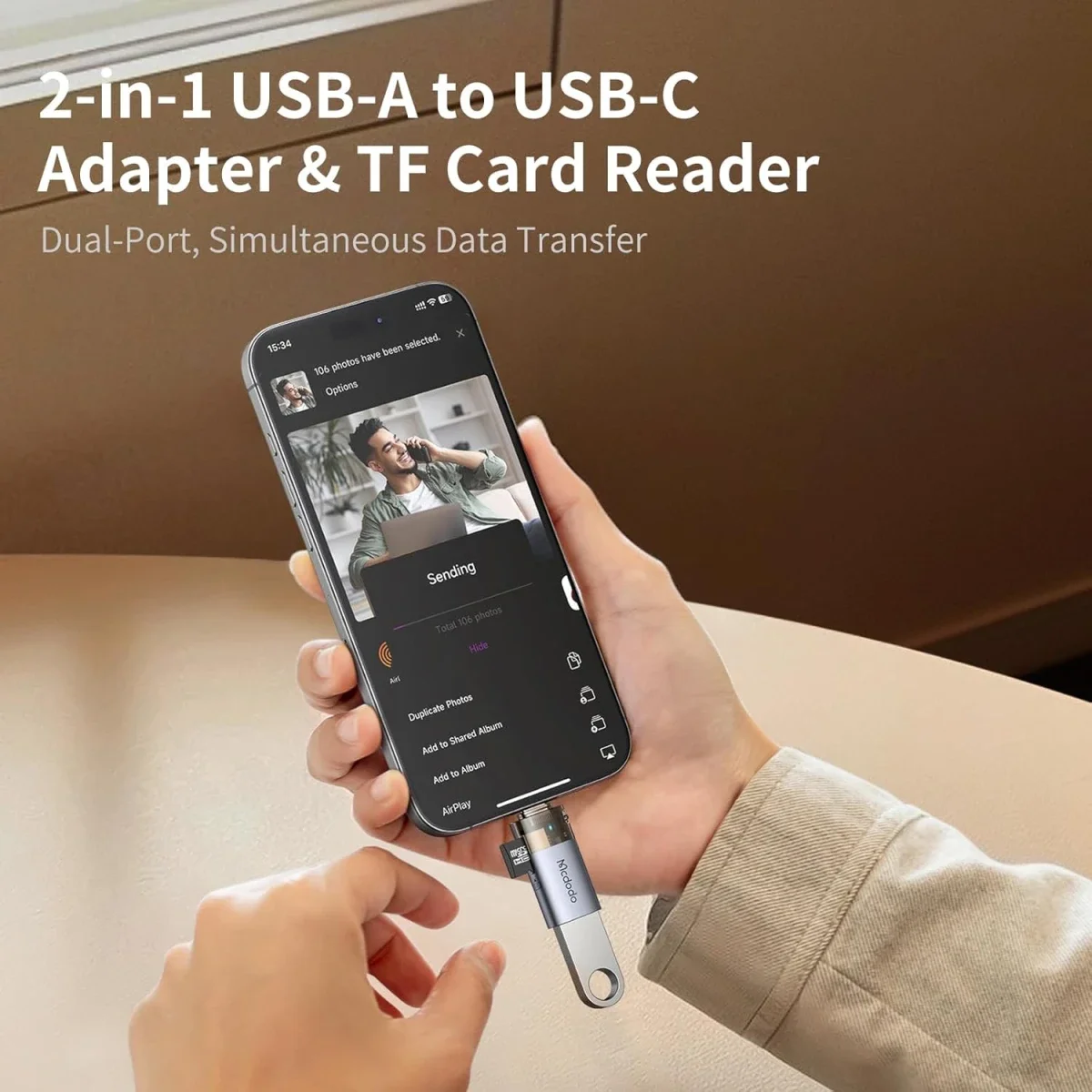 Mcdodo USB to USB-C OTG Adapter with Micro SD TF Card Reader - Thumbnail 7