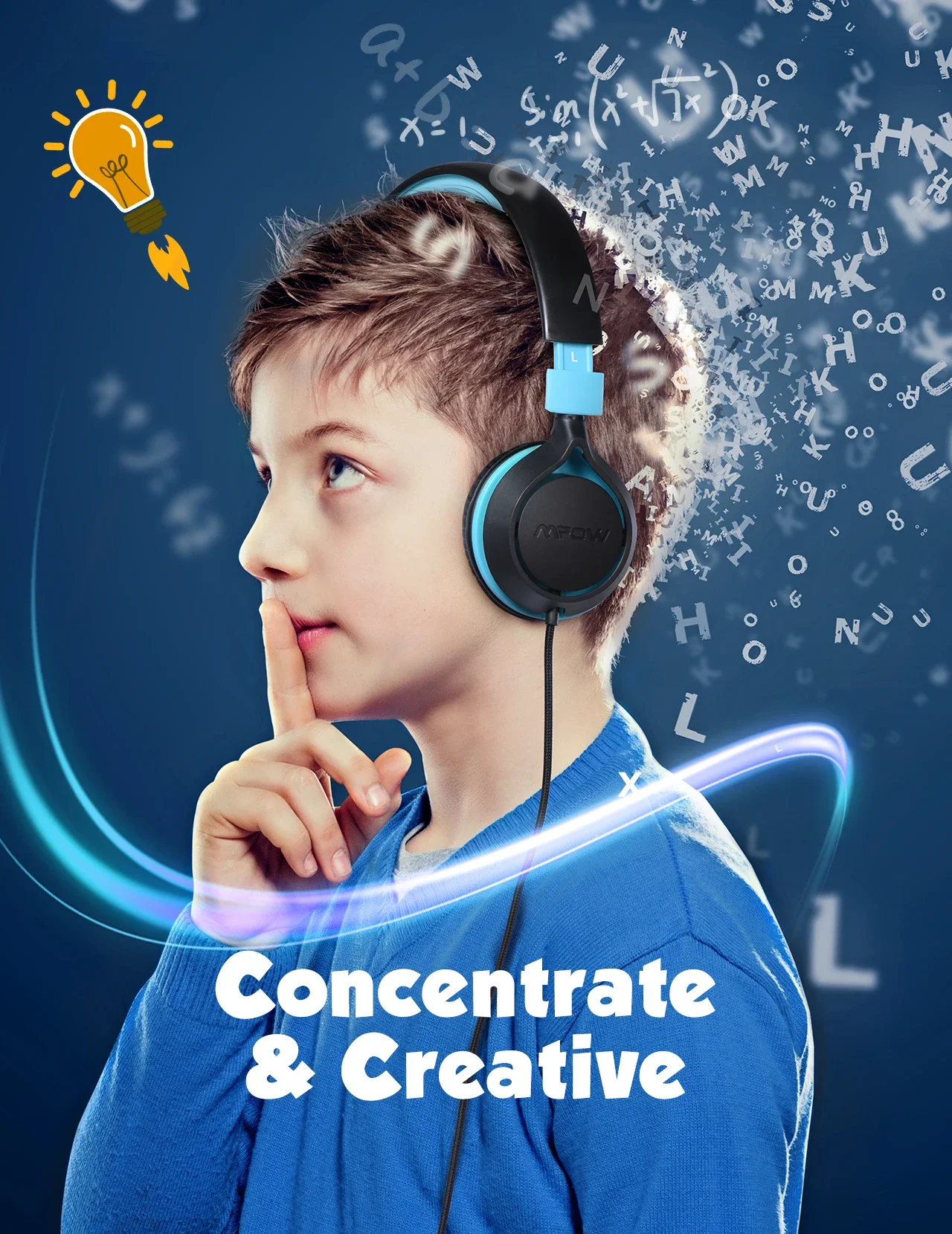 Mpow CHE1 Kids Wired Headphones with 94dB Volume Limit, Blue - Thumbnail 11