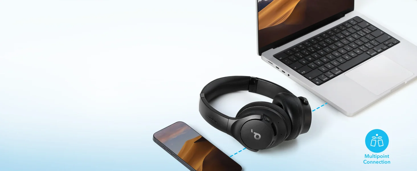 سماعات Anker Soundcore Q20i لاسلكية بعزل ضوضاء هجين نشط، أبيض - Thumbnail 10