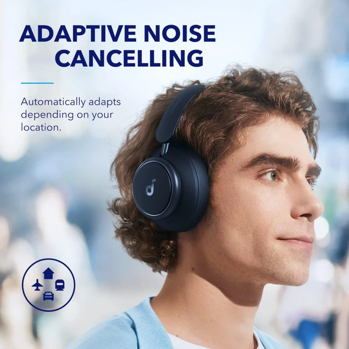 Anker Soundcore Space Q45 Adaptive ANC Wireless Headphones, Blue - Thumbnail 5