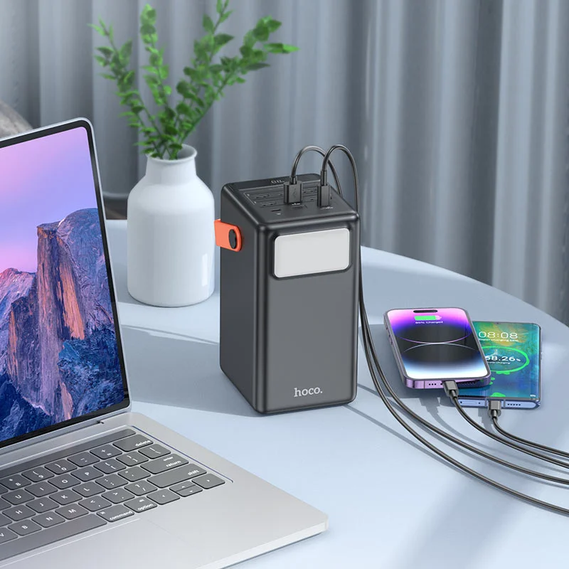 HOCO J142 Surpass 100000mAh Power Bank, 22.5W Fast Charging, 7 Output Ports, Black - Thumbnail 11