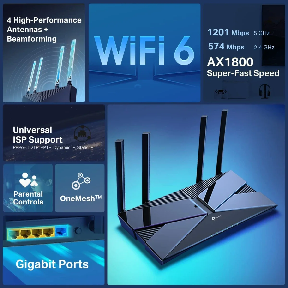 راوتر TP-LINK Archer AX23 AX1800 Wi‑Fi 6 ثنائي النطاق جيجابت - Thumbnail 6