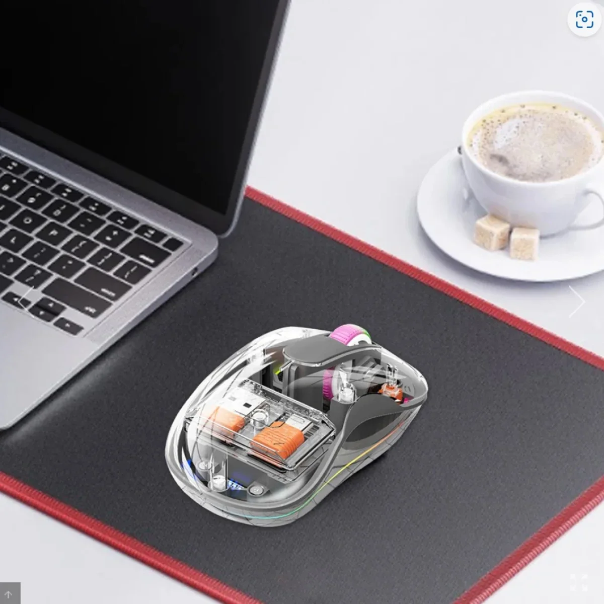 Coteci Crystal Silent RGB Wireless Mouse with Dual USB-A & Type-C Receiver, Bluetooth 5.1, 2.4G, 2400 DPI - Thumbnail 2