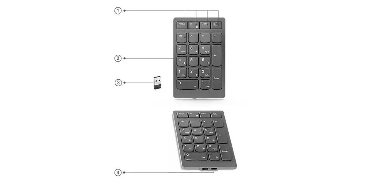 Lenovo Go Wireless Numeric Keypad 2.4GHz Scissor Switch Storm Gray - Thumbnail 8