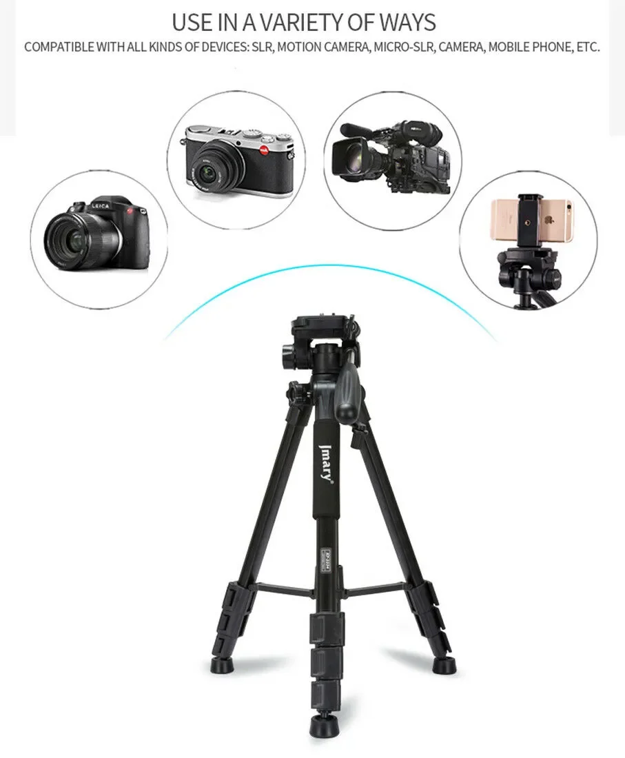 حامل ثلاثي احترافي Jmary KP-2234 من الألومنيوم 140M لكاميرات DSLR وGoPro والهواتف المحمولة - أسود - Image 15