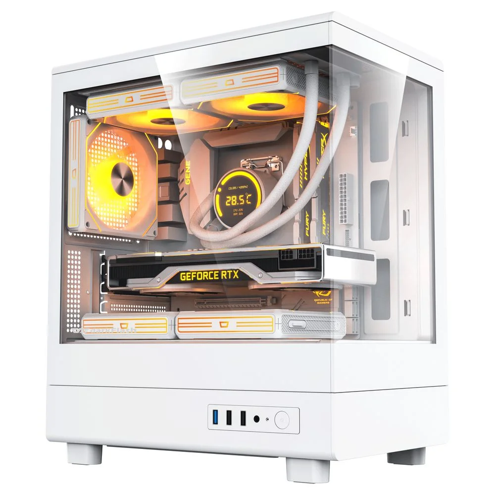 كيس كمبيوتر DarkFlash DB330M للألعاب Micro-ATX ميد تاور مع 3 مراوح ARGB - أبيض