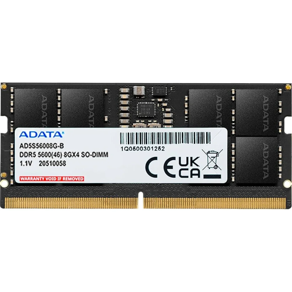ذاكرة لابتوب ADATA AD5S56008G-S سعة 8GB DDR5 بسرعة 5600MHz SODIMM