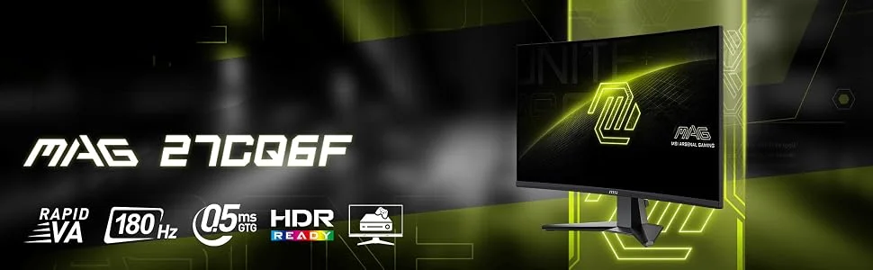 MSI MAG 27CQ6F 27-Inch Curved Rapid VA WQHD Gaming Monitor, 180Hz, 0.5ms, Black - Thumbnail 8