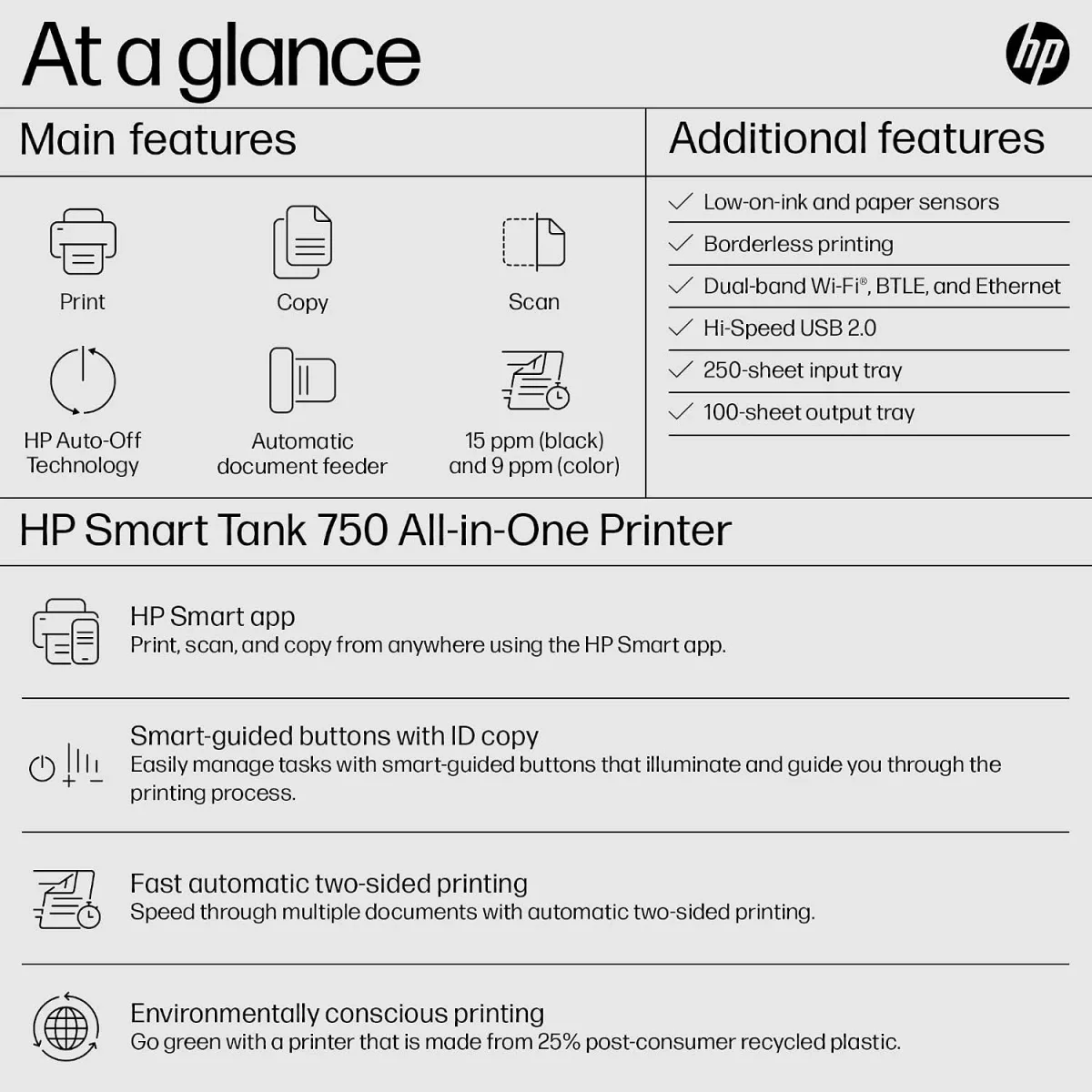 HP Smart Tank 750 All-in-One Color Printer, Auto Duplex, Wi-Fi, ADF, Print, Scan & Copy - Image 4