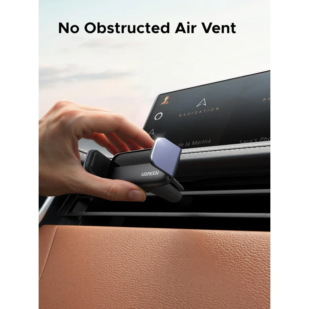 Ugreen 10422 360° Car Air Vent Phone Holder - Black - Image 7