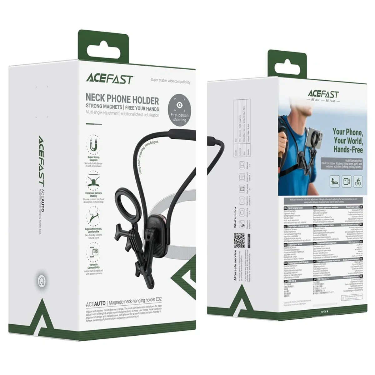 ACEFAST E32 Magnetic Neck Mount Phone Holder Adjustable Hands-Free Chest Stand - Black - Image 8
