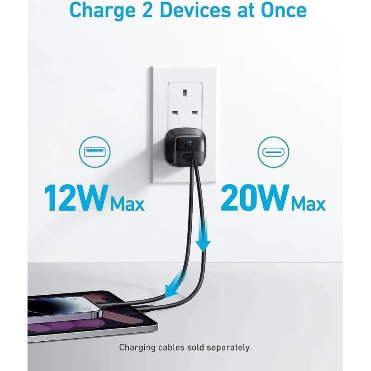 شاحن حائط Anker 323 بقدرة 33 واط مع كابل USB-C إلى USB-C بطول 90 سم - أسود - Thumbnail 4