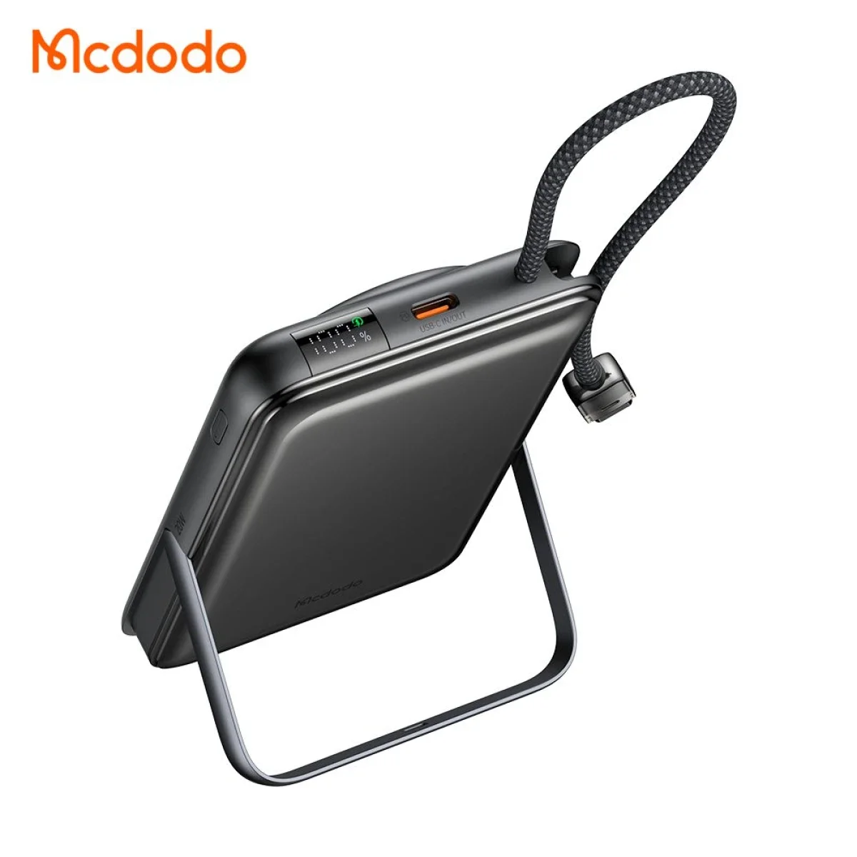 Mcdodo MC-6320 Magnetic Power Bank 10000mAh 20W with Digital Display, USB-C Cable & Stand - Black - Thumbnail 2