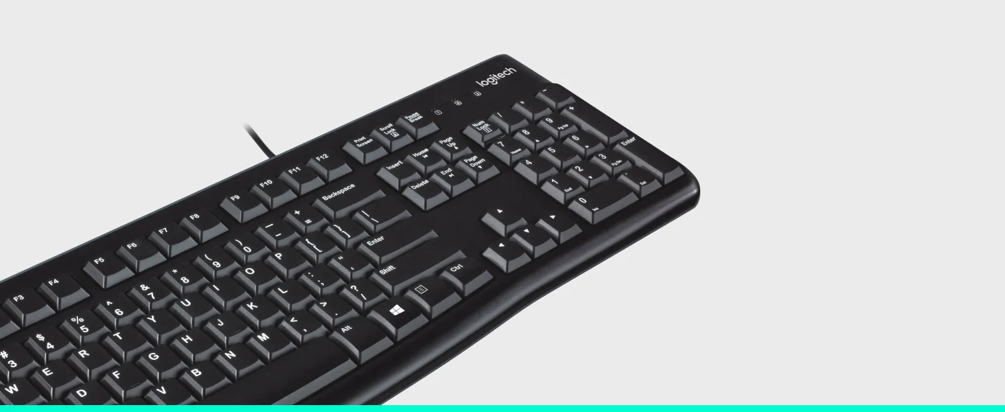كيبورد Logitech K120 سلكي USB كامل الحجم لنظام Windows، أسود - Thumbnail 5
