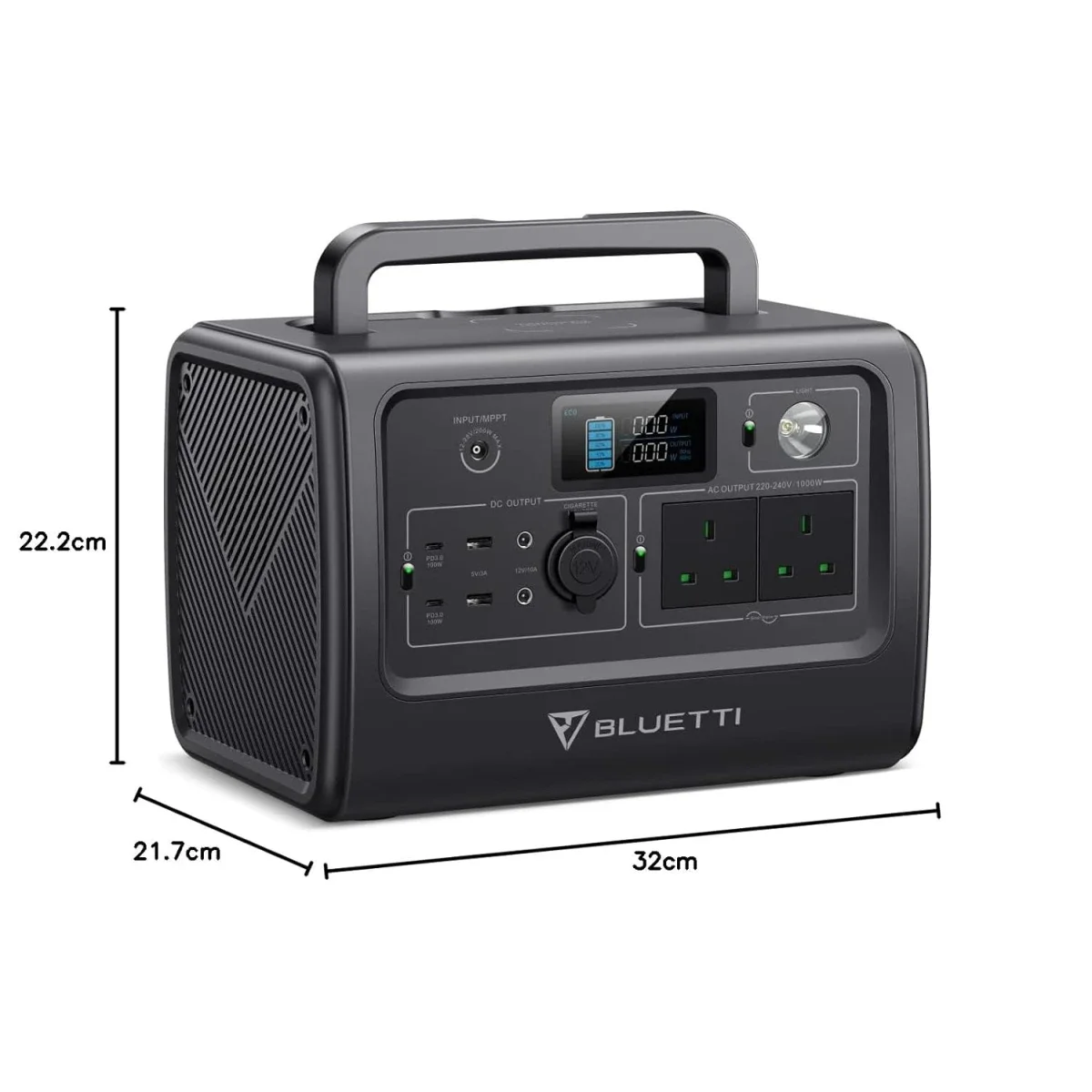 محطة طاقة محمولة BLUETTI EB70 بسعة 716Wh وبطارية LiFePO4 وقدرة 1000W رمادية - Thumbnail 2
