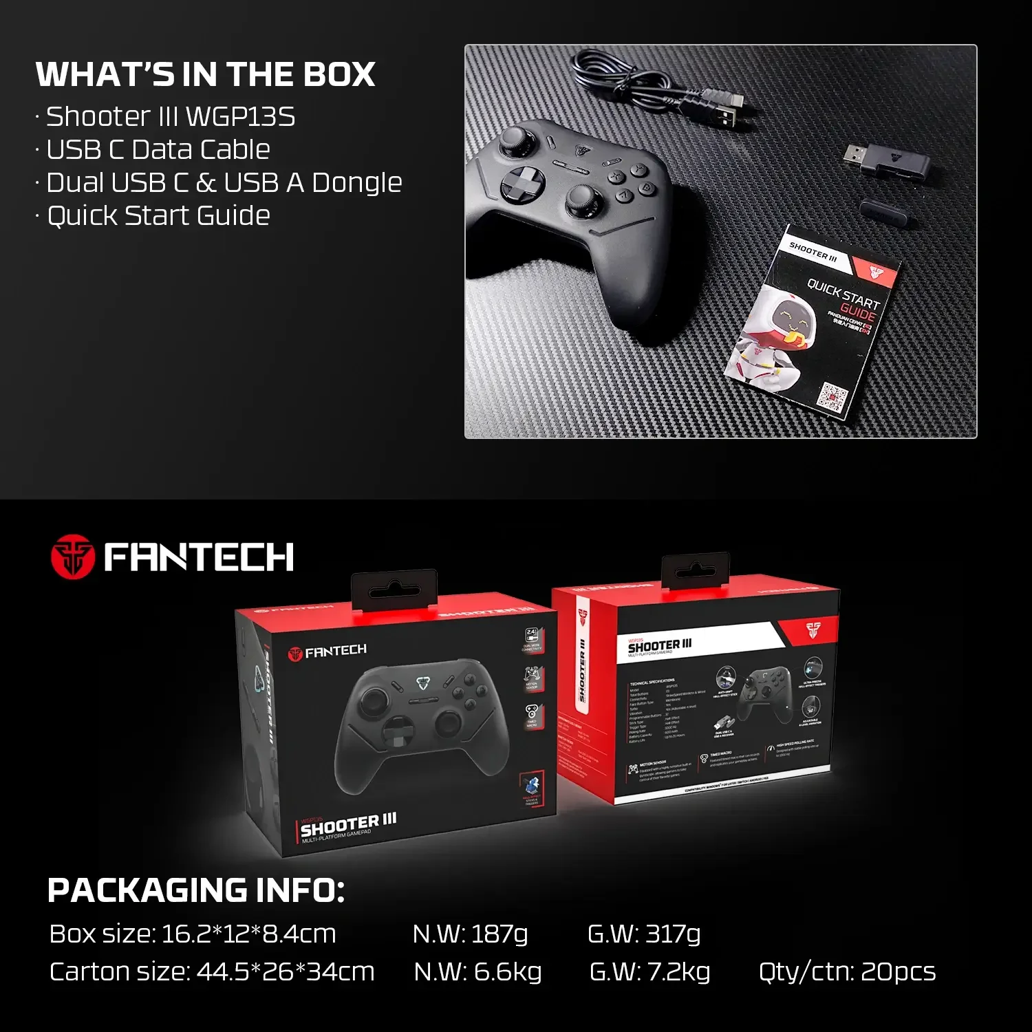 Fantech WGP13S Shooter III Wireless Gamepad Black - Dual Connection - Thumbnail 9
