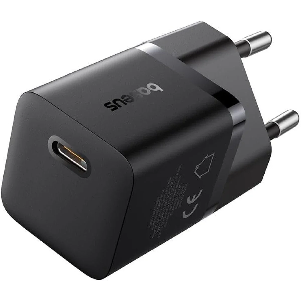 شاحن جداري سريع Baseus GaN5 Mini بقدرة 25 واط ومنفذ USB-C مع PPS وPD 3.0 وQC 3.0 - أسود
