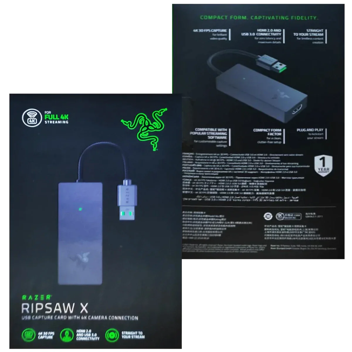 Razer Ripsaw X USB Capture Card 4K 30FPS HDMI 2.0 USB 3.0