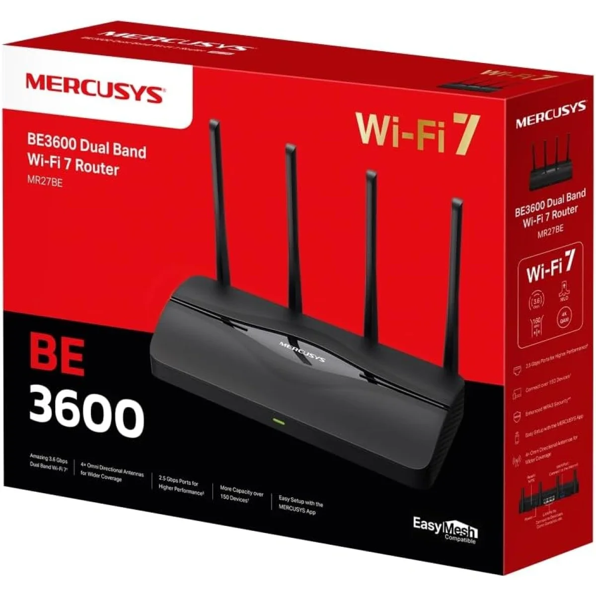 MERCUSYS MR27BE BE3600 Dual-Band Wi-Fi 7 Router with 2x 2.5 Gbps Ports