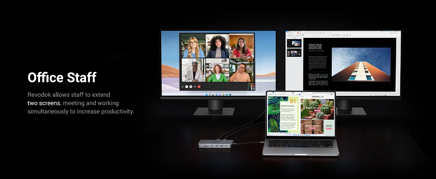 محطة إرساء لابتوب USB-C 11 في 1 من Ugreen مع HDMI مزدوج 4K@60Hz و8K@30Hz و10Gbps و100W PD - Image 16