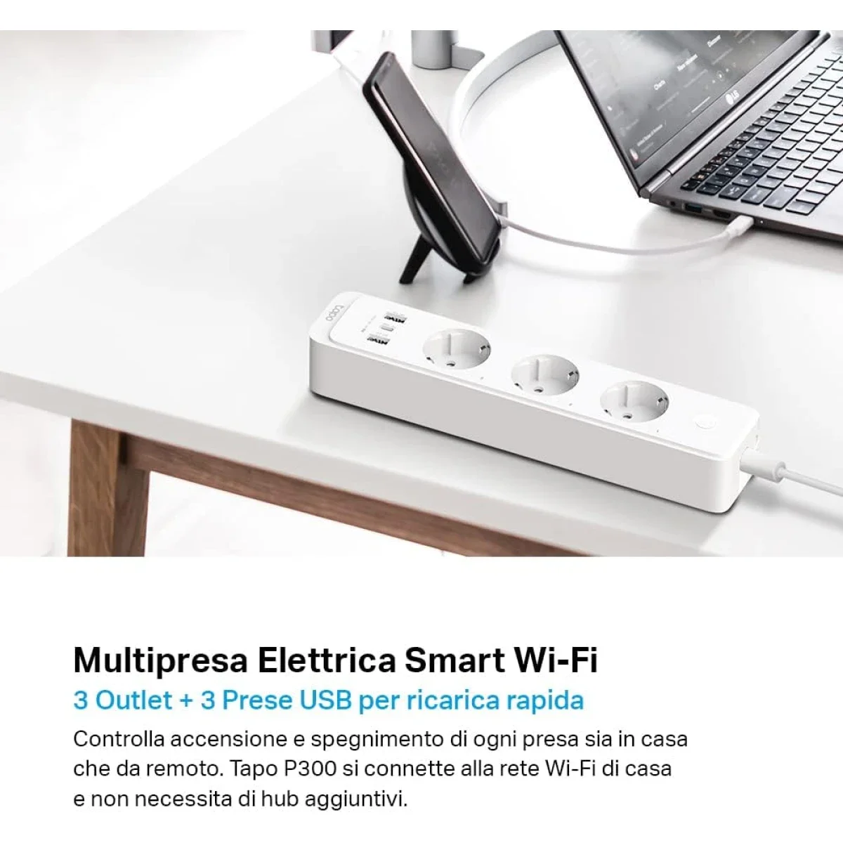 مشترك كهرباء ذكي TP-LINK Tapo P300 بتقنية Wi-Fi مع 3 منافذ و3 منافذ USB - Thumbnail 2