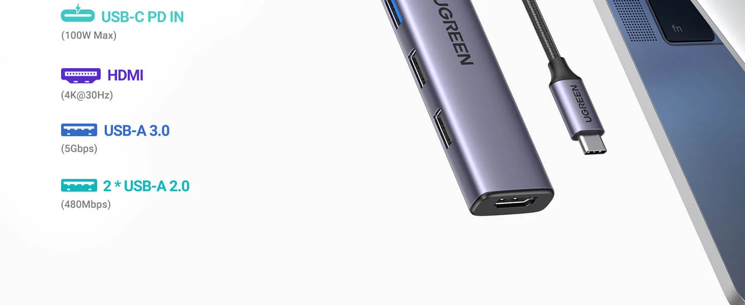 Ugreen Revodok 105 5-in-1 USB-C Hub with 100W PD and 4K HDMI - Thumbnail 7