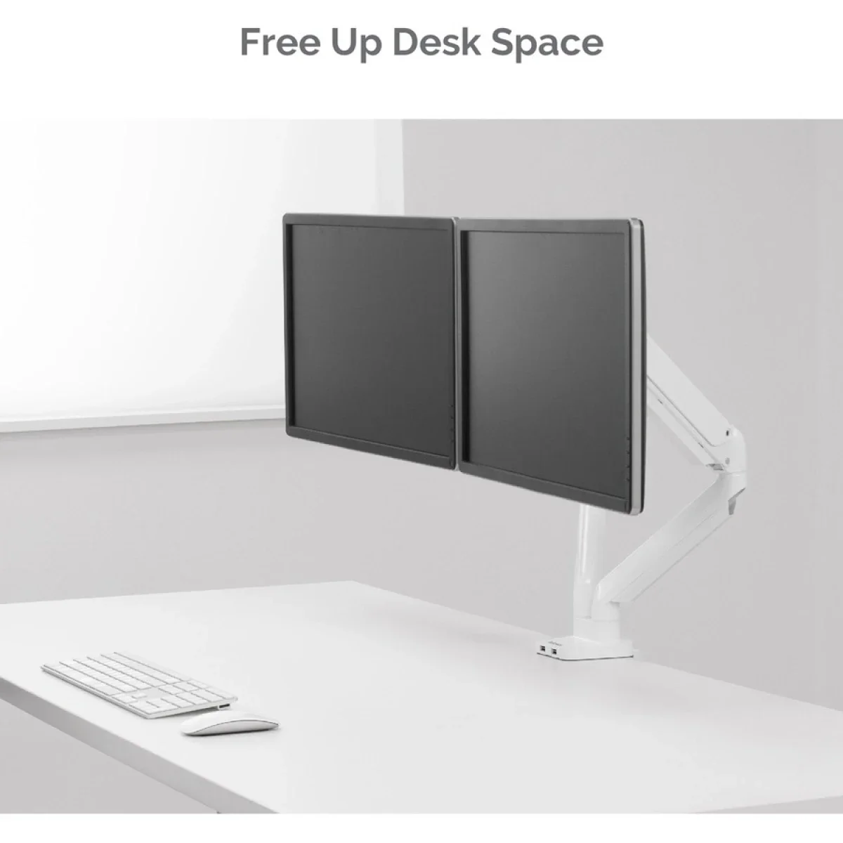 Fellowes Platinum Series Adjustable Dual Monitor Arm - White - Thumbnail 3