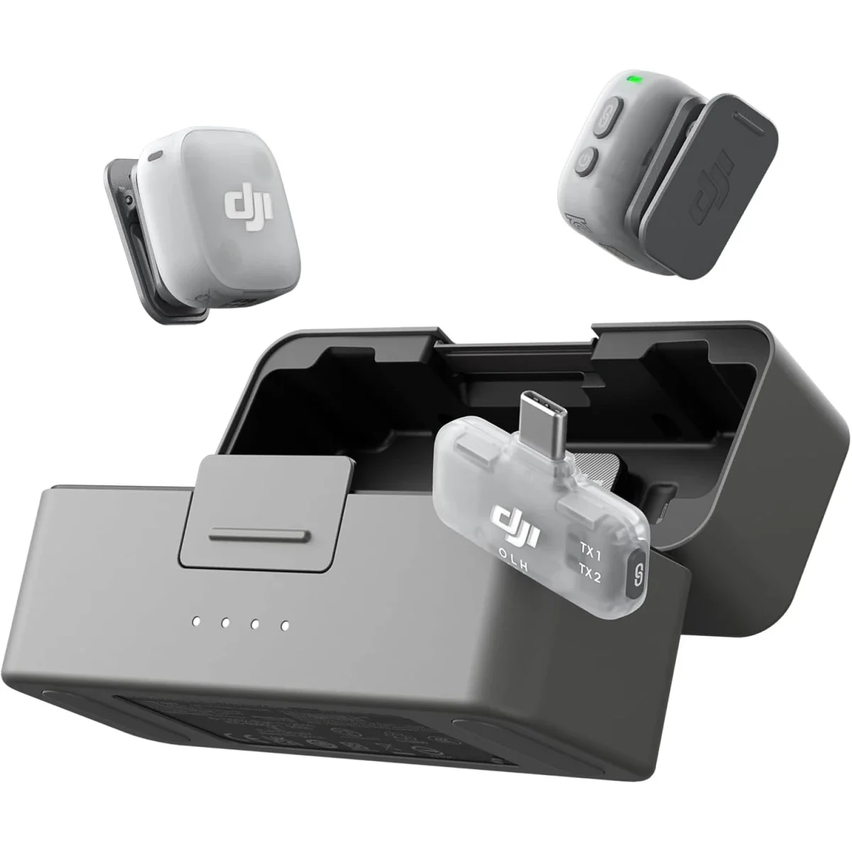 ميكروفون لافالير لاسلكي DJI Mic Mini 2 مع 2 جهاز إرسال ومستقبل موبايل وعلبة شحن، بطارية 90 ساعة