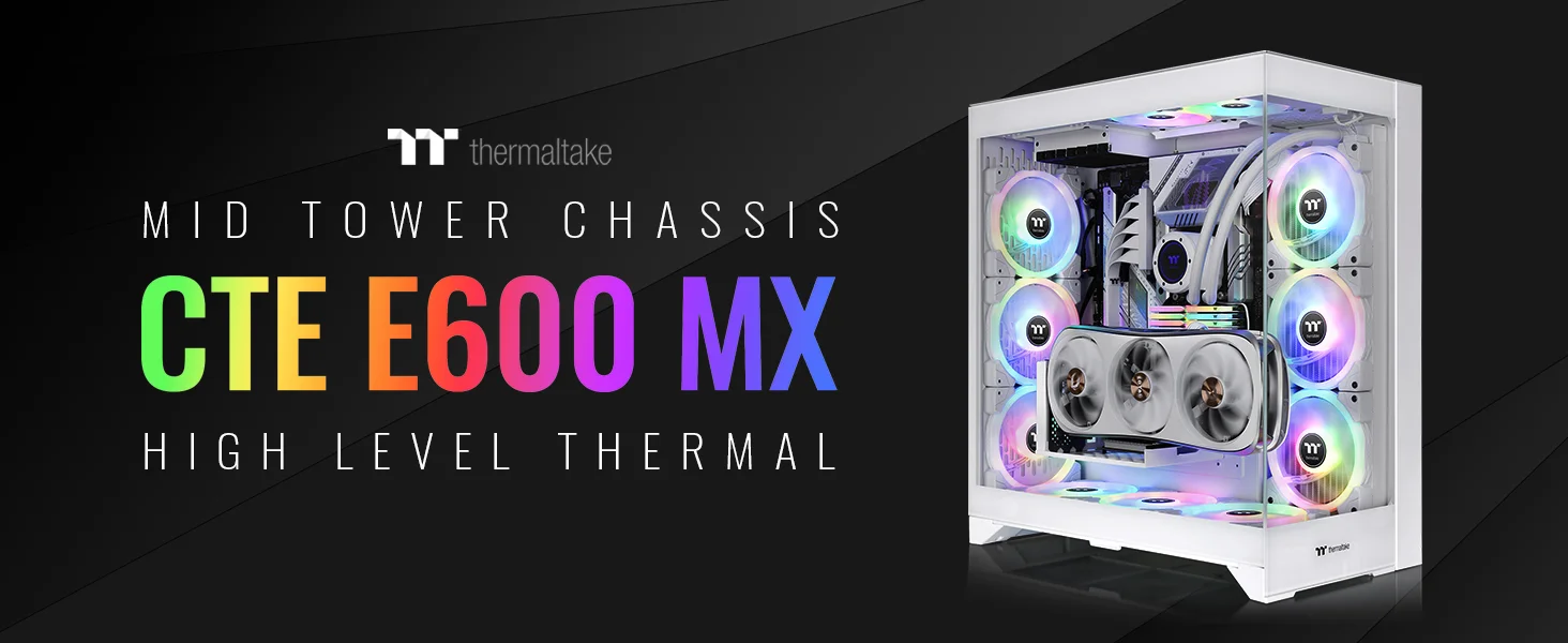 Thermaltake CTE E600 MX E-ATX Mid-Tower Case with 3-Way Floating GPU Mounting Bracket and 400mm PCIe 4.0 Riser Cable - White - Image 7