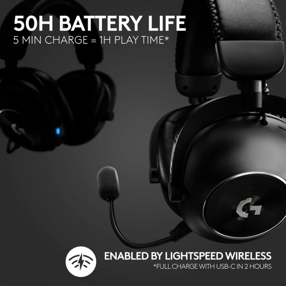 Logitech G PRO X 2 Wireless Gaming Headset with 50mm Graphene Drivers - Black - Thumbnail 3