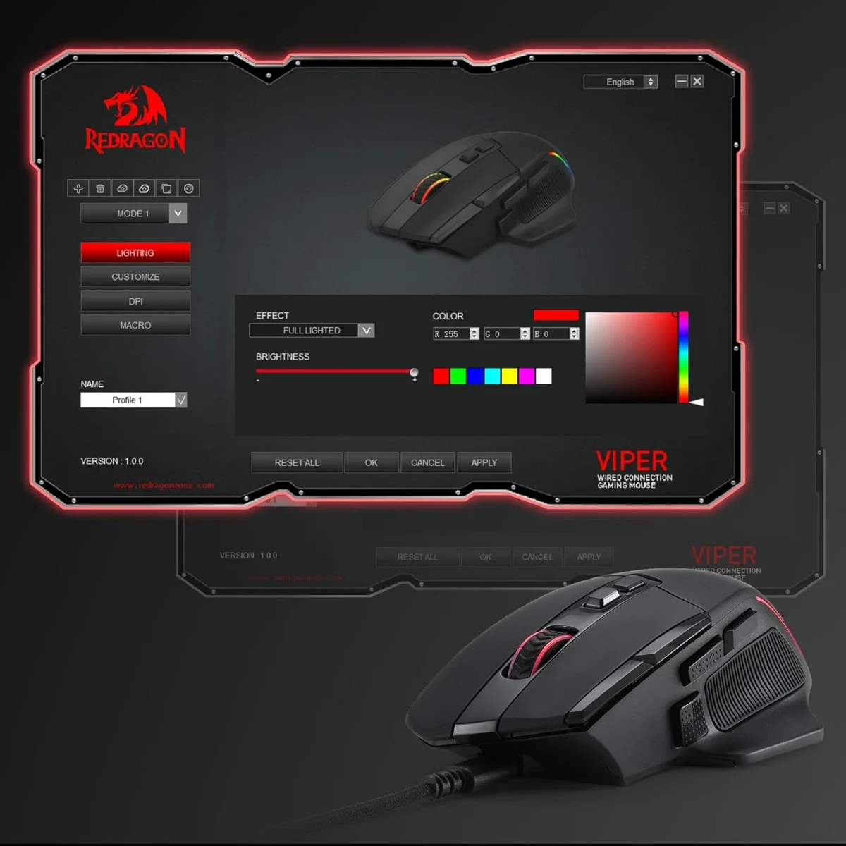 Redragon M925 Wired Gaming Mouse, 24000 DPI, 10 Programmable Buttons, Black - Thumbnail 7