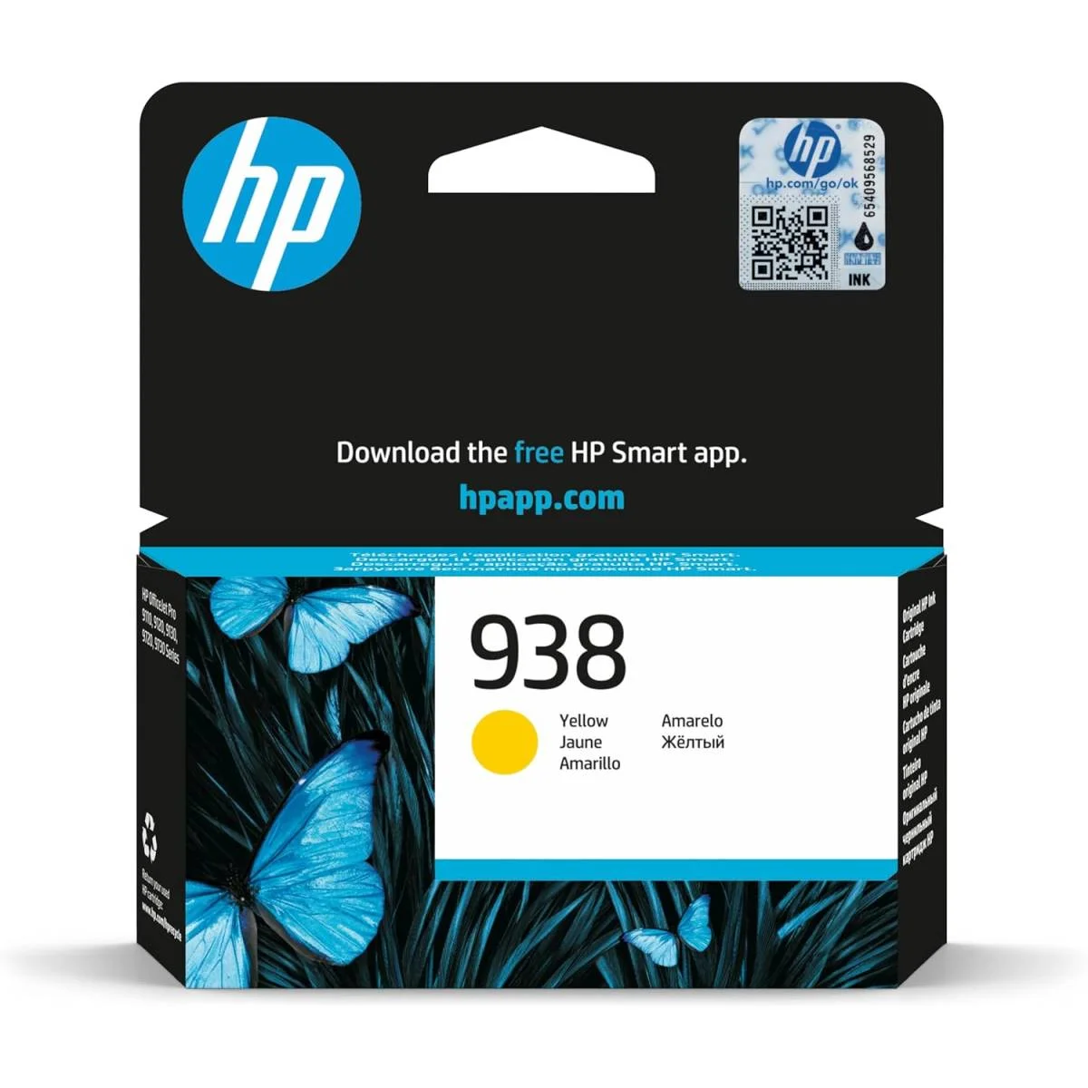 HP 938 Yellow Original Ink Cartridge, 800 Pages, 4S6X7PE