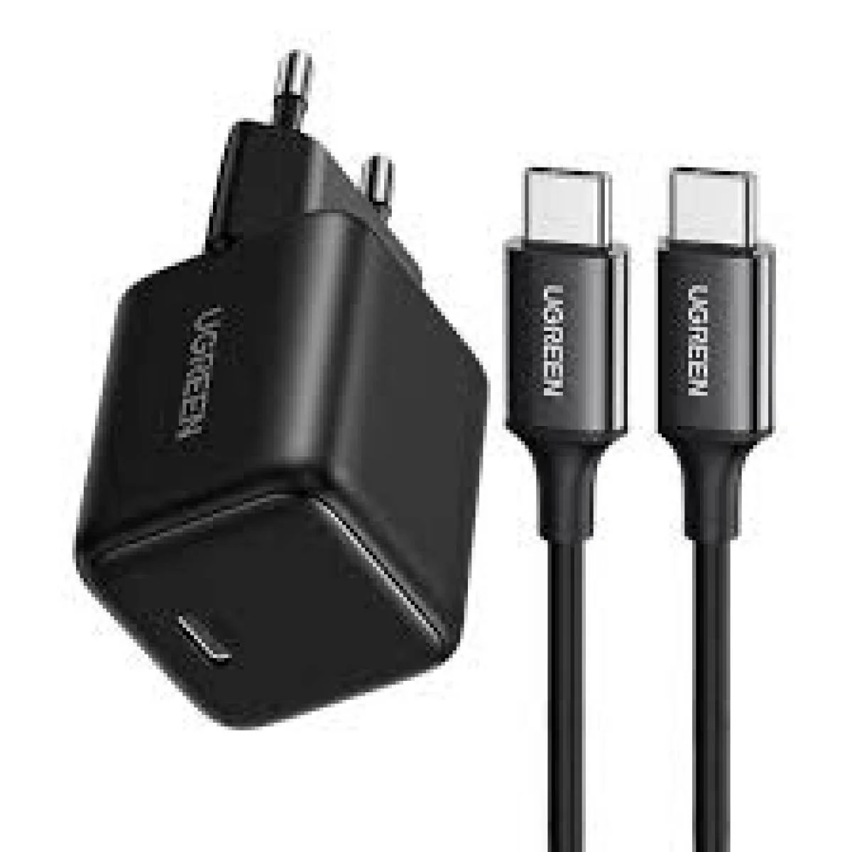 شاحن جداري Ugreen X517 Nexode سريع 25 واط GaN USB-C مع كابل USB-C بطول 1 متر وقابس أوروبي