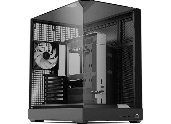 APNX V2 Black ATX Mid-Tower Panoramic Gaming Case with 4x 140mm ARGB Fans - Image 4