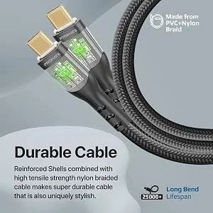 Promate TransLine-CC USB-C to USB-C Cable 60W PD 120cm Nylon Braided - Image 13