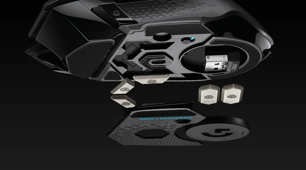 ماوس ألعاب Logitech G502 LIGHTSPEED لاسلكي بمستشعر HERO 25K وإضاءة RGB وأوزان قابلة للتعديل - أسود - Thumbnail 5