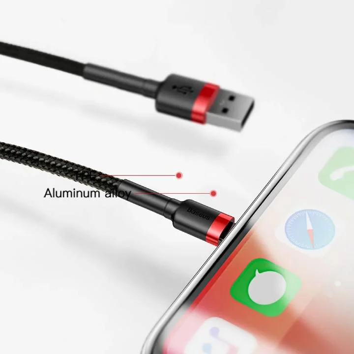 كيبل Baseus CAKLF-R91-2A مضفر من USB-A إلى Lightning للآيفون، 3 متر - Thumbnail 7