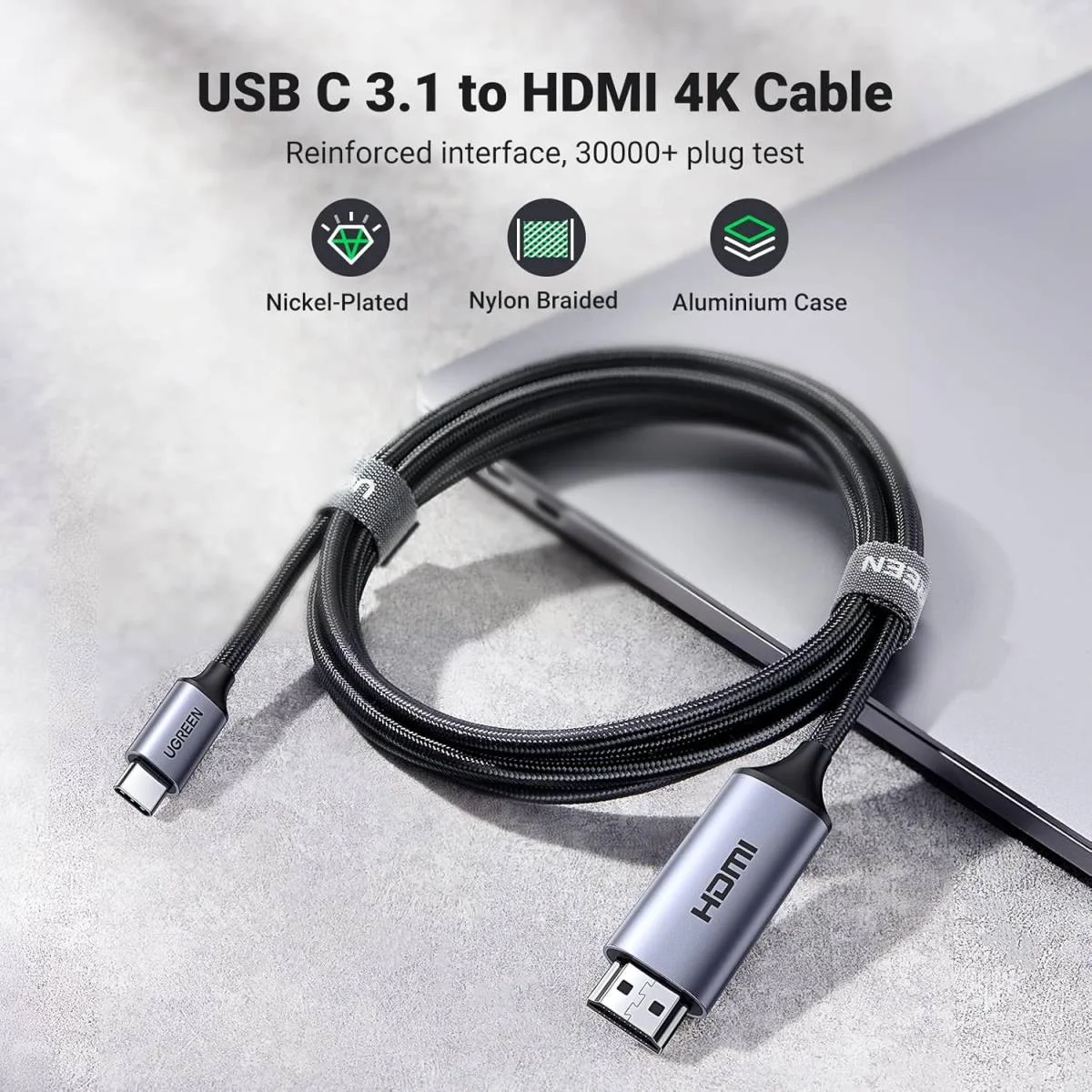 Ugreen USB-C to HDMI Cable, 4K@60Hz, 3.3ft, Thunderbolt 4/3 Compatible - Thumbnail 2