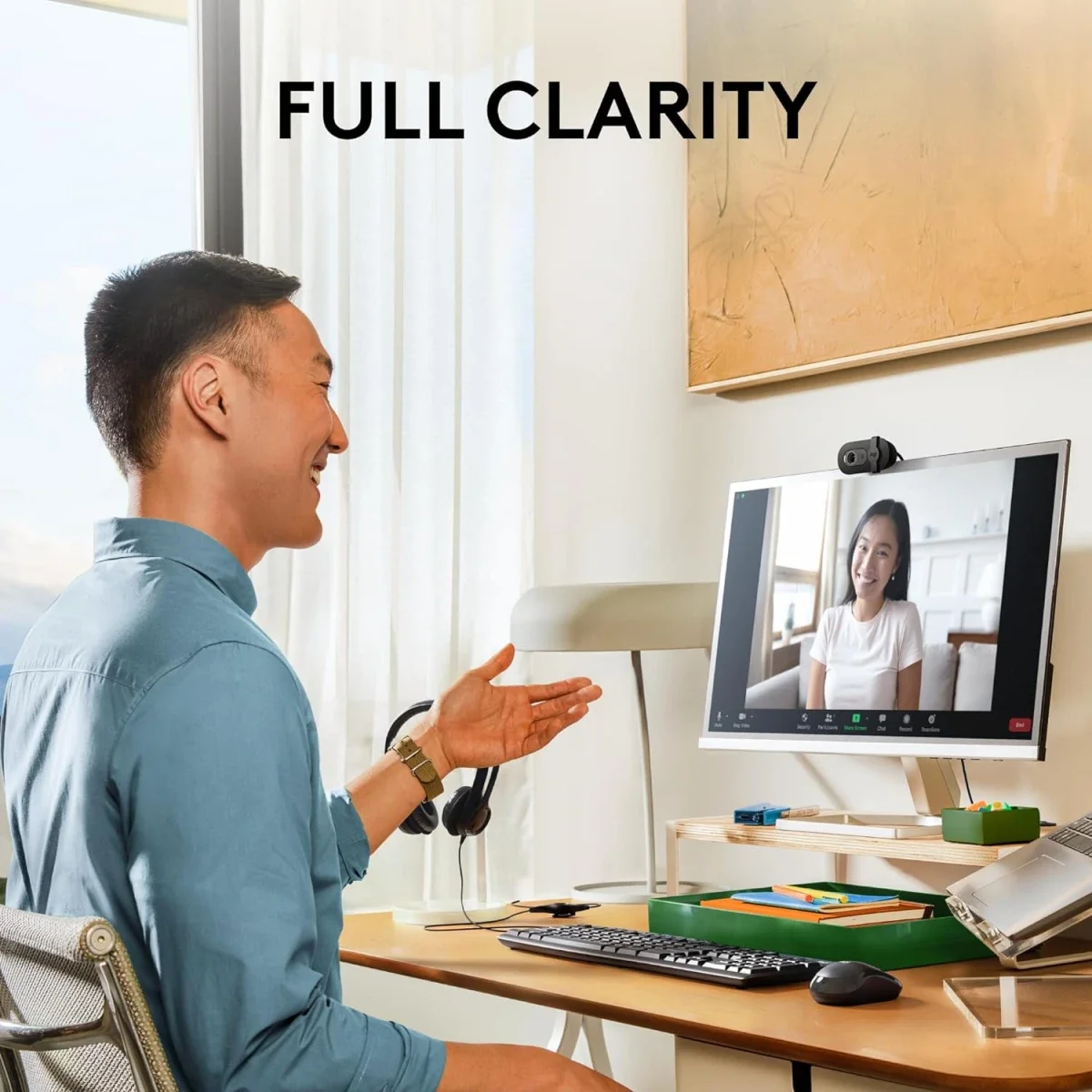كاميرا ويب Logitech Brio 100 بدقة Full HD 1080p مع ميكروفون مدمج وغطاء خصوصية - أسود - Image 2