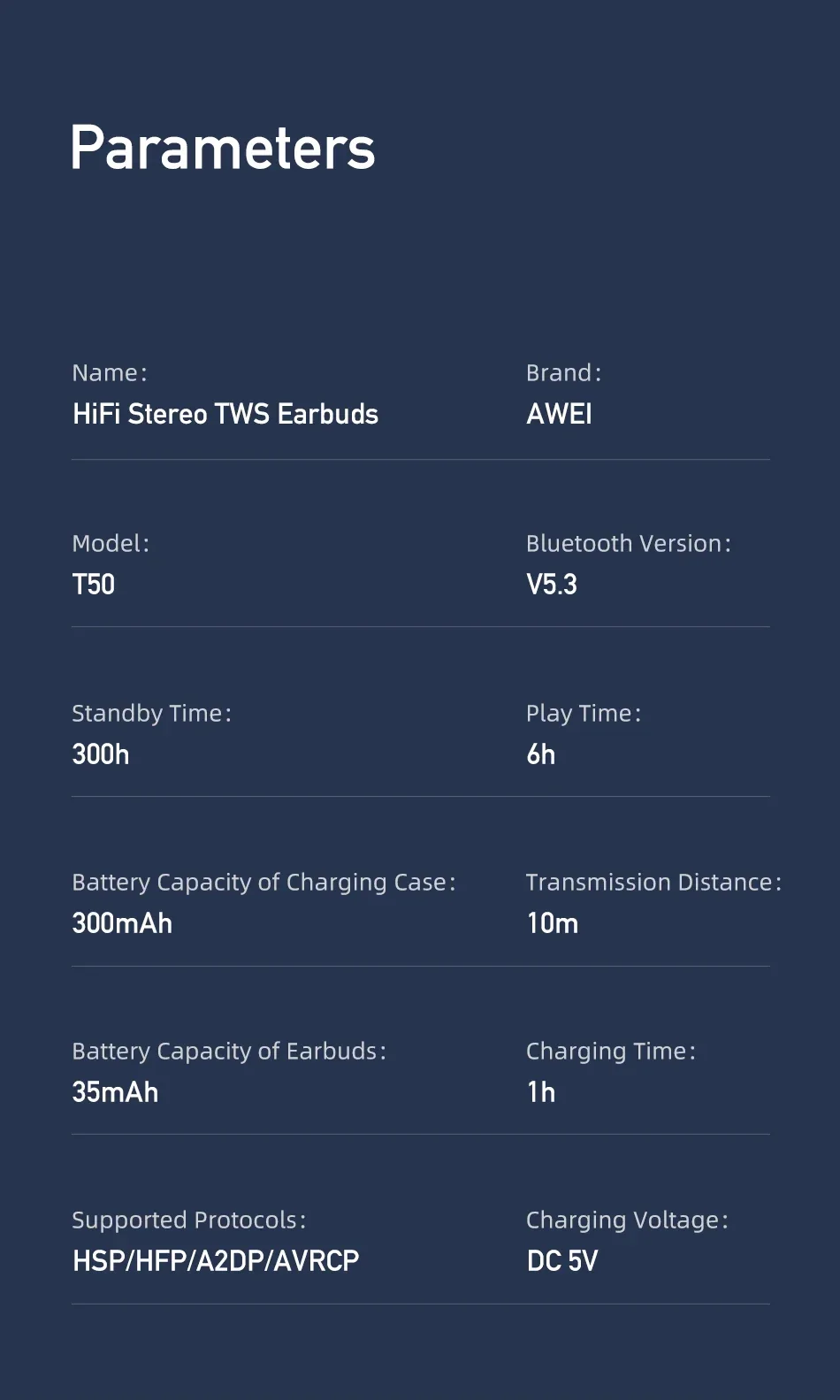 سماعات أذن لاسلكية TWS Awei T50 مع ENC و4 ميكروفونات وBluetooth 5.3 - Image 15
