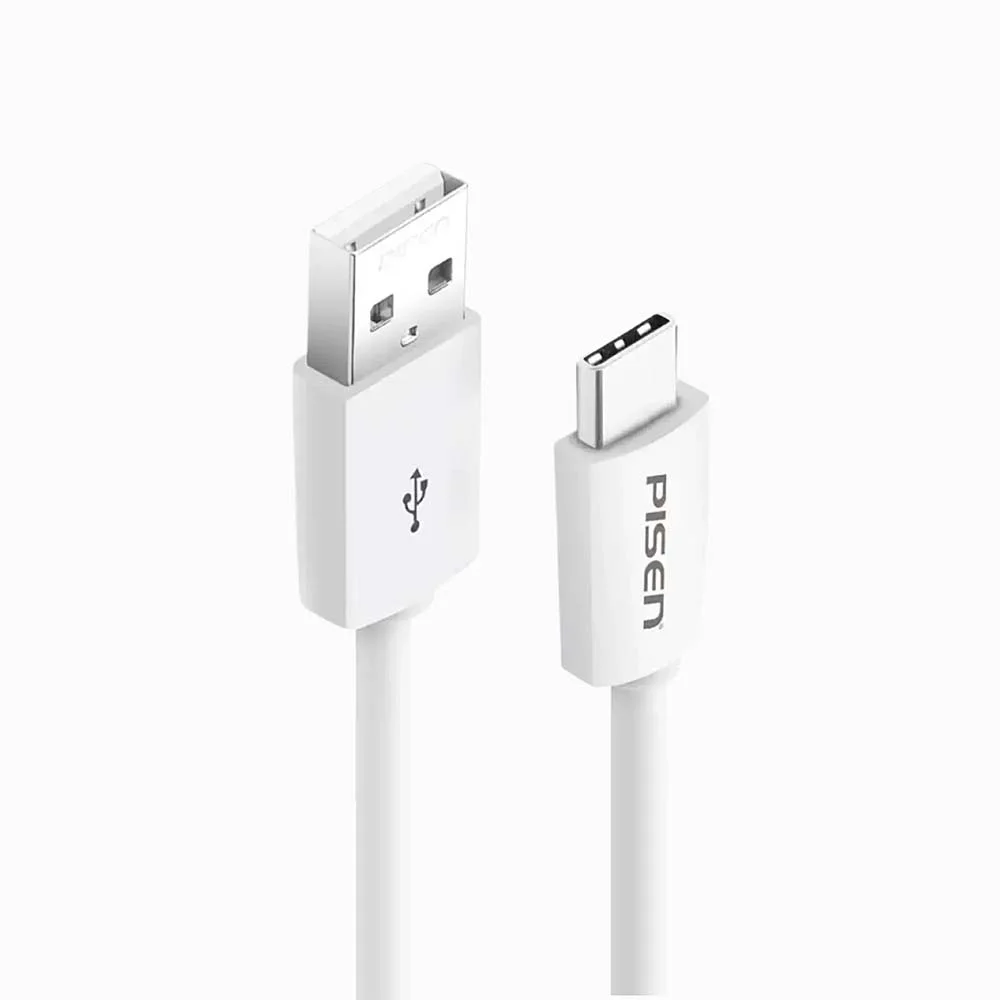 كيبل Pisen TC25-200 Mr White من USB-A إلى USB-C بطول 20 سم أبيض