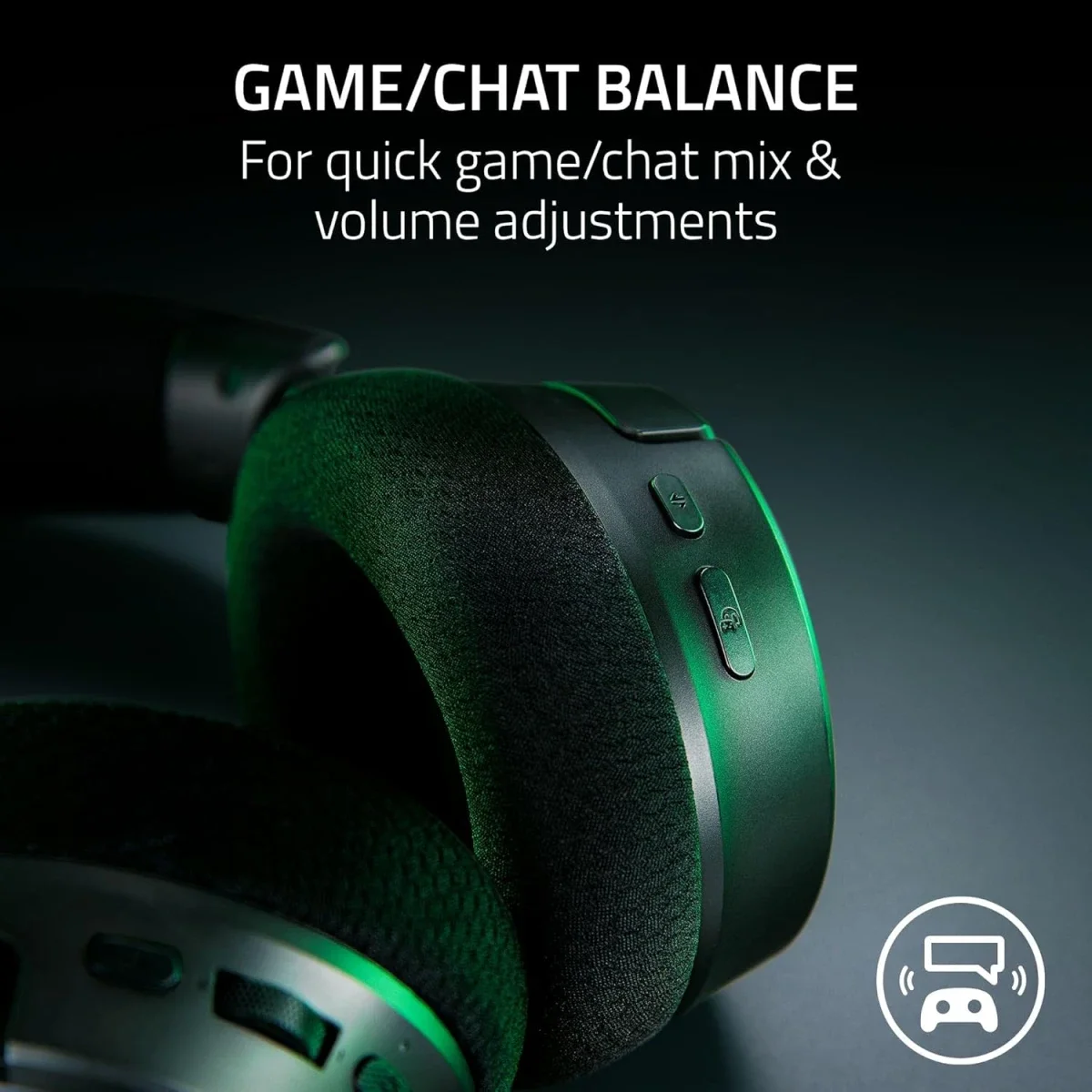 سماعة ألعاب Razer Kraken V4 لاسلكية مع Bluetooth وUSB، مشغلات 40 مم وإضاءة RGB بـ9 مناطق - أسود - Thumbnail 7