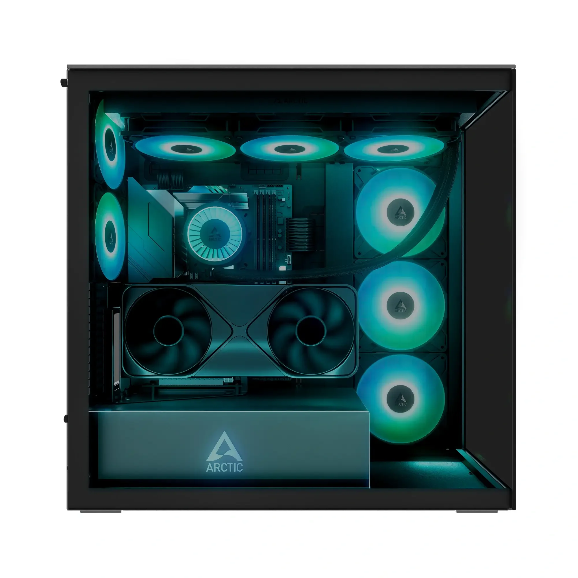 كيس كمبيوتر ألعاب ARCTIC Xtender VG Black Tinted Glass Premium E-ATX مع تركيب عمودي لكرت الشاشة - Thumbnail 3