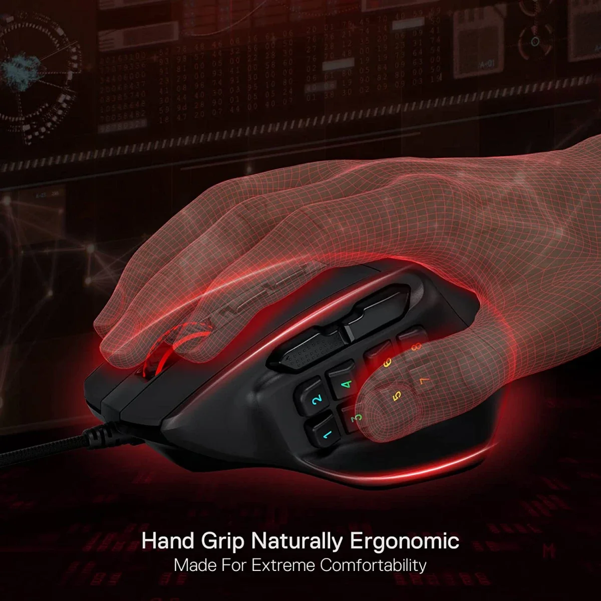 Redragon M811 Aatrox MMO Gaming Mouse, Wired RGB, 15 Programmable Buttons - Thumbnail 6