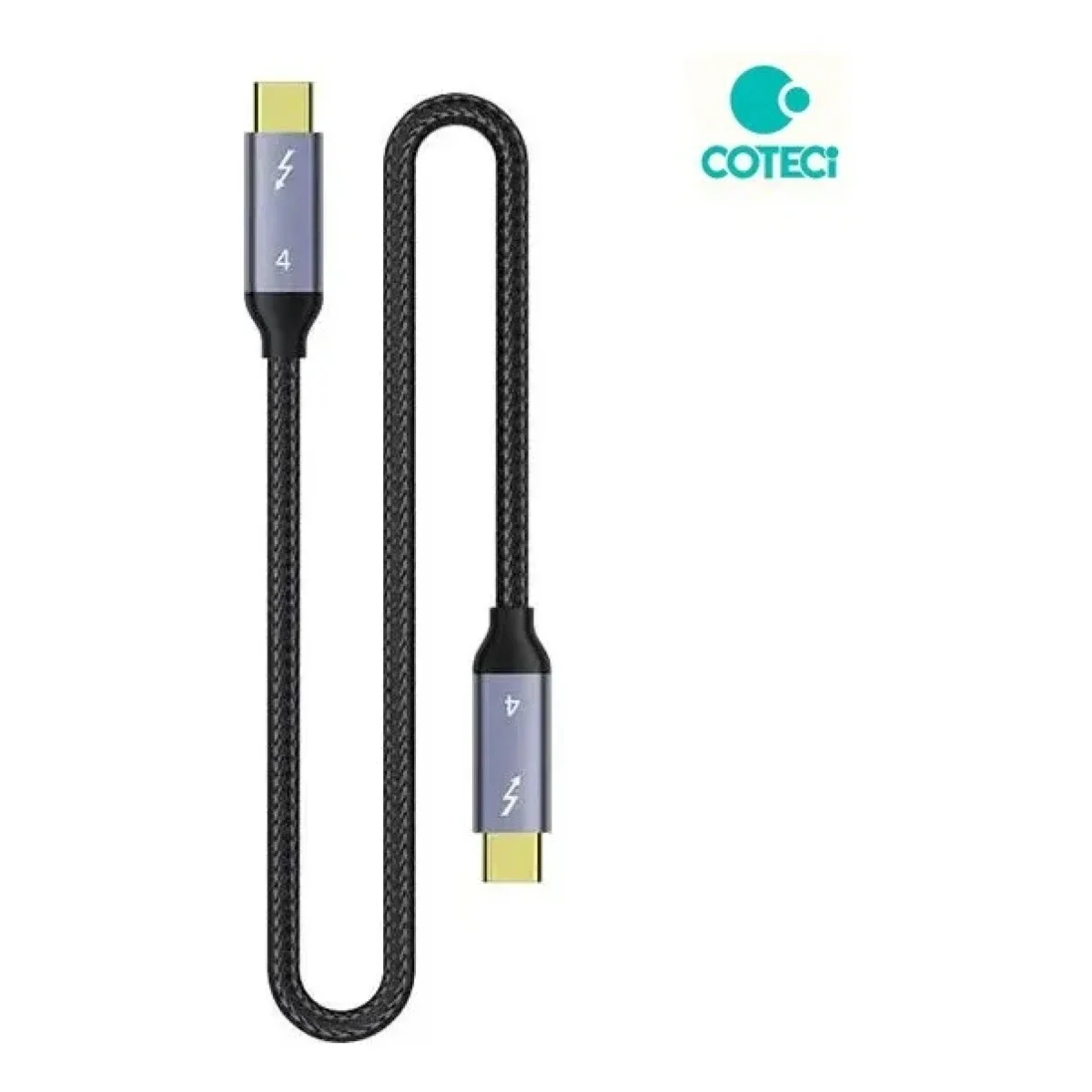 كابل Coteci 87304 Thunderbolt 4 من USB-C إلى USB-C بطول 1 متر بسرعة 40Gbps ودقة 8K أسود - Thumbnail 2
