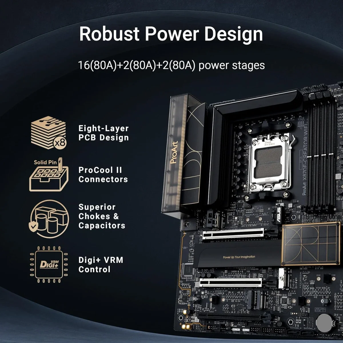 Asus ProArt X870E-Creator WiFi AM5 ATX Motherboard with DDR5, 4x M.2, PCIe 5.0 and Bluetooth 5.4 - Image 4